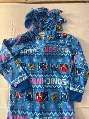 Sonic Medium Kids Blue Fleece Hoodie Onesie - Official Sonic